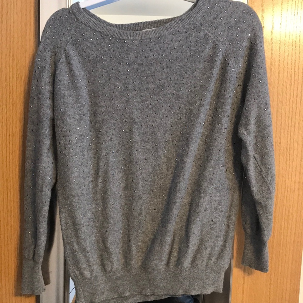 Forever 21 angora blend grey sweater with bling Large